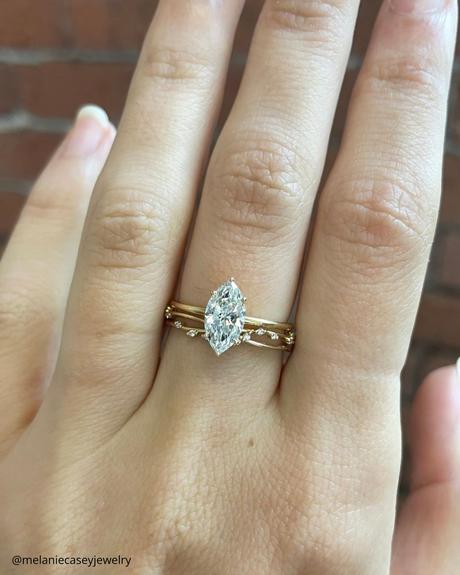 marquise engagement rings yellow gold set melaniecaseyjewelry