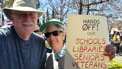 STAND UIP FOR OUR SCHOOLS AND LIBRARIES: Hands Off! March at City Hall in Culver City, California STAND UIP FOR OUR SCHOOLS AND LIBRARIES: Hands Off! March at City Hall in Culver City, California
