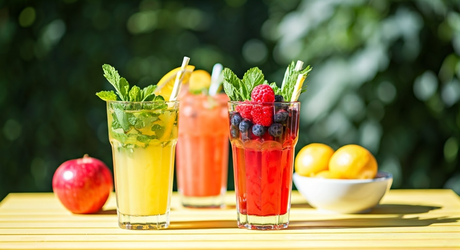 Refreshing summer mocktails on a table