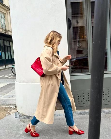 Trenchcoat Style Street Style, Style Inspiration, Spring Style, Spring Street Style, Red Shoes, Trench Coat