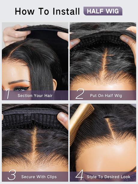 Newest Upgraded 3 in 1 Half Wigs