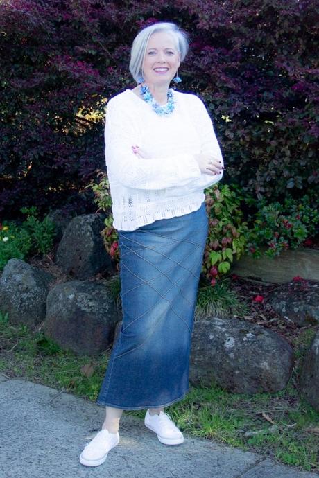 Vintage denim maxi skirt from the 1990s