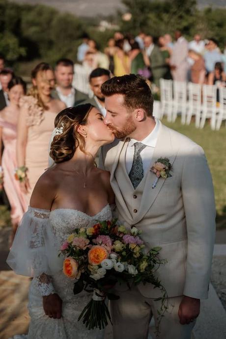Dreamy Summer Wedding Kefalonia Breathtaking Views Elegant Florals