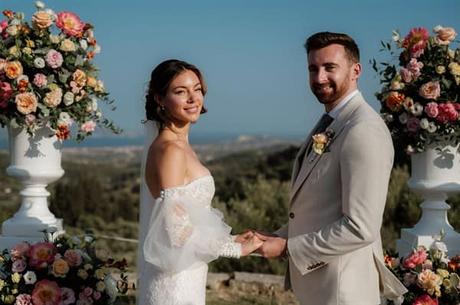Dreamy Summer Wedding Kefalonia Breathtaking Views Elegant Florals