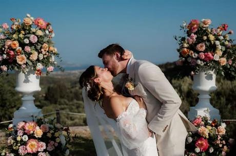 Dreamy Summer Wedding Kefalonia Breathtaking Views Elegant Florals