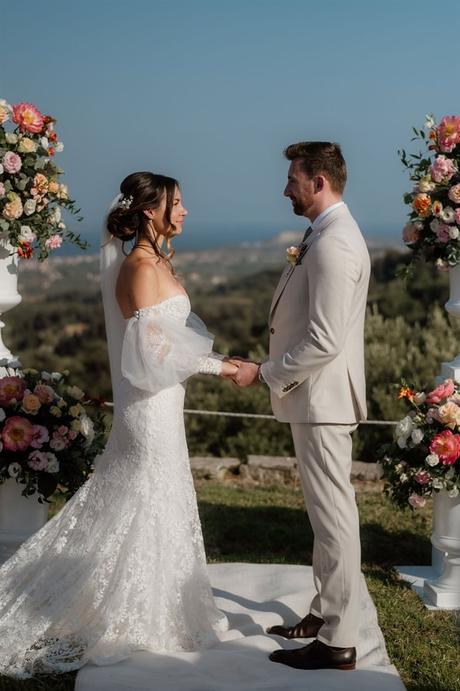 Dreamy Summer Wedding Kefalonia Breathtaking Views Elegant Florals