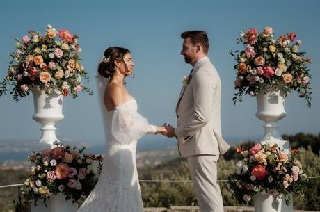Dreamy Summer Wedding Kefalonia Breathtaking Views Elegant Florals