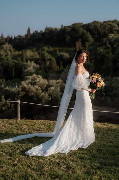 Dreamy Summer Wedding Kefalonia Breathtaking Views Elegant Florals