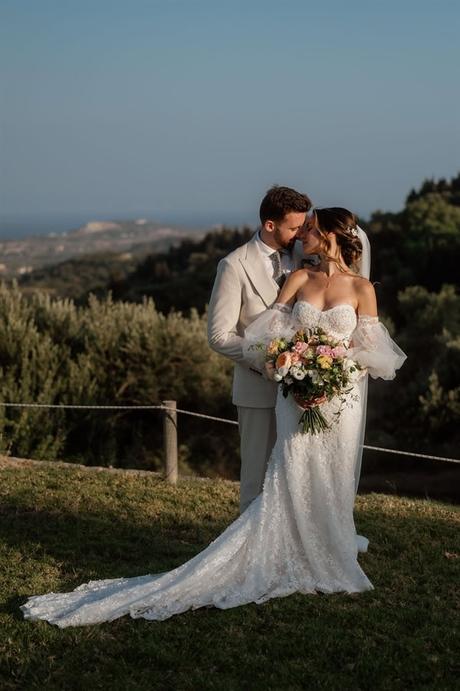 Dreamy Summer Wedding Kefalonia Breathtaking Views Elegant Florals