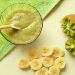 Kiwi Banana Puree for Babies Introduce your baby to different flavors with a delicious Kiwi Banana Puree! Packed with antioxidants, fiber and other nutrients along with a lovely green color!