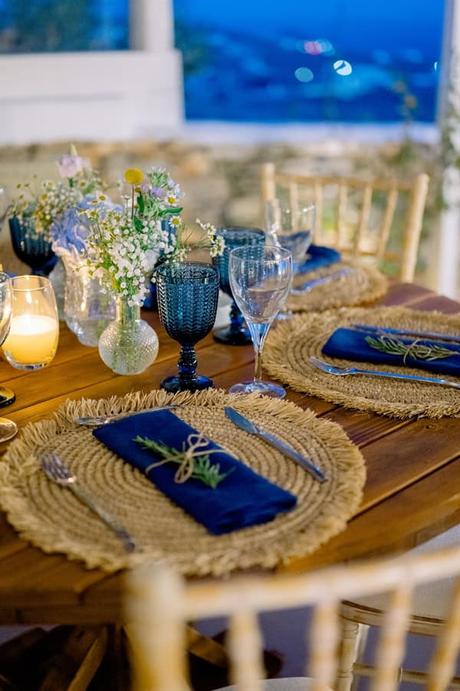 Rustic Wedding Tinos Island Royal Blue Details