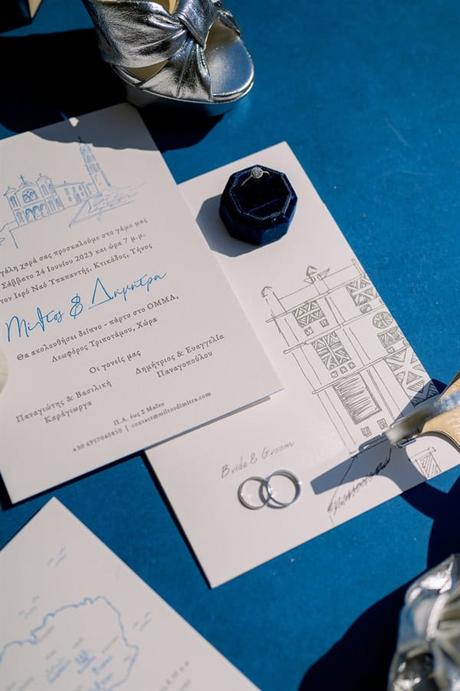 Rustic Wedding Tinos Island Royal Blue Details