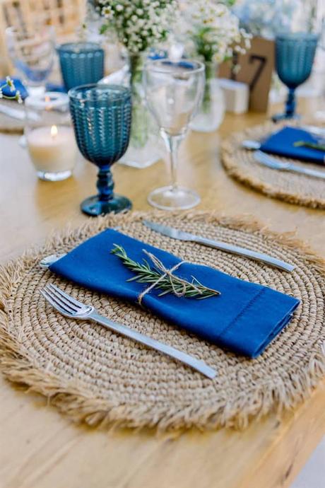 Rustic Wedding Tinos Island Royal Blue Details
