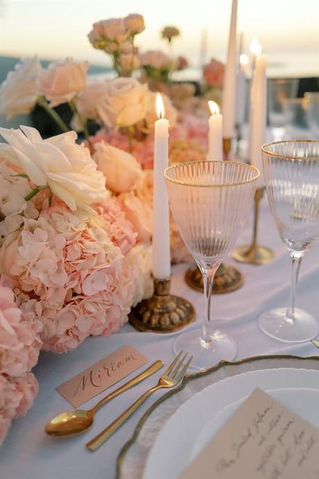 Blushing Blooms Breathtaking Views Fairytale Styled Shoot Santorini
