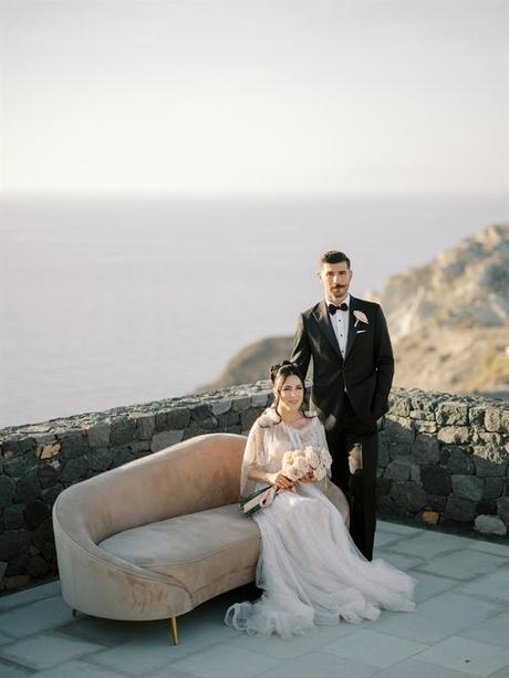 Blushing Blooms Breathtaking Views Fairytale Styled Shoot Santorini