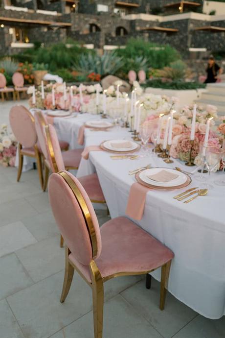 Blushing Blooms Breathtaking Views Fairytale Styled Shoot Santorini