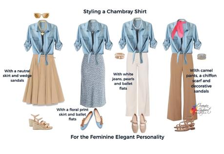 How to Style a Chambray Shirt in a Feminine Elegant Way How to Style a Chambray Shirt so it's elegant and feminine