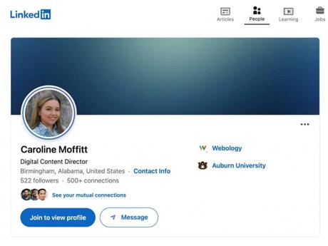 Professionals, You Need to Google Yourself Immediately Caroline Moffitt's LinkedIn Profile Example