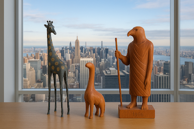 ChatGPT imagines three different backgrounds for three small sculptures ChatGPT imagines three different backgrounds for three small sculptures