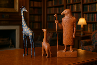 ChatGPT imagines three different backgrounds for three small sculptures ChatGPT imagines three different backgrounds for three small sculptures