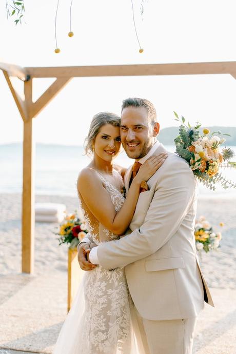 Seaside Summer Wedding Colorful Flowers