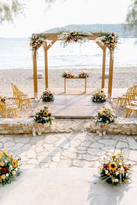 Seaside Summer Wedding Colorful Flowers