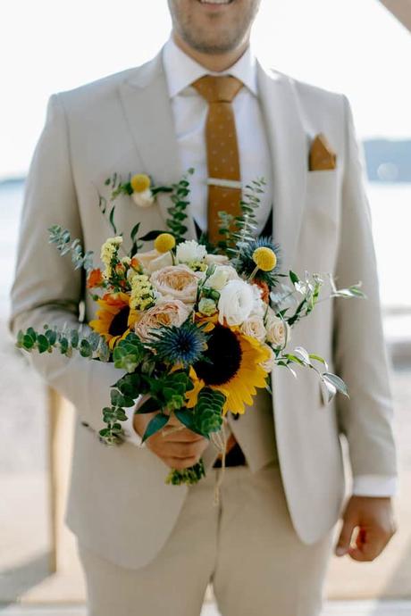 Seaside Summer Wedding Colorful Flowers