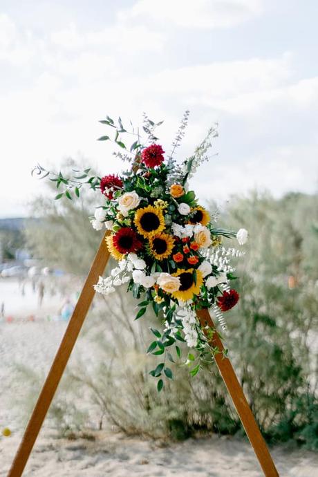 Seaside Summer Wedding Colorful Flowers