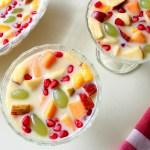 Easy Sugar Free Fruit Custard Easy Fruit Custard is a milk based delicious dessert made by mixing fresh seasonal fruits in chilled custard sauce. Easily made but delicious and healthy.