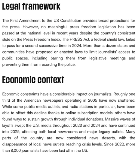 The United States Is 57th Out Of 180 Countries In Press Freedom