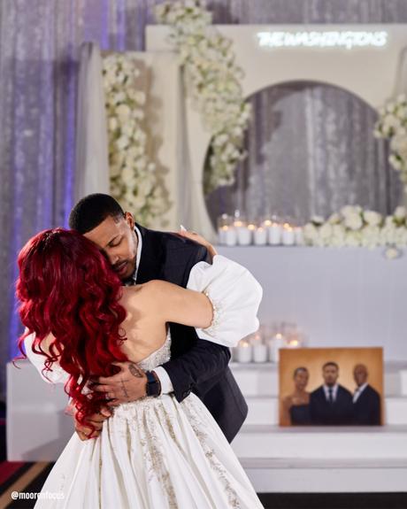 real wedding jazmine escobar and carlos washington jr arch aisle hugging portreit