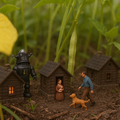 Little house among the bean plants [ChatGPT]