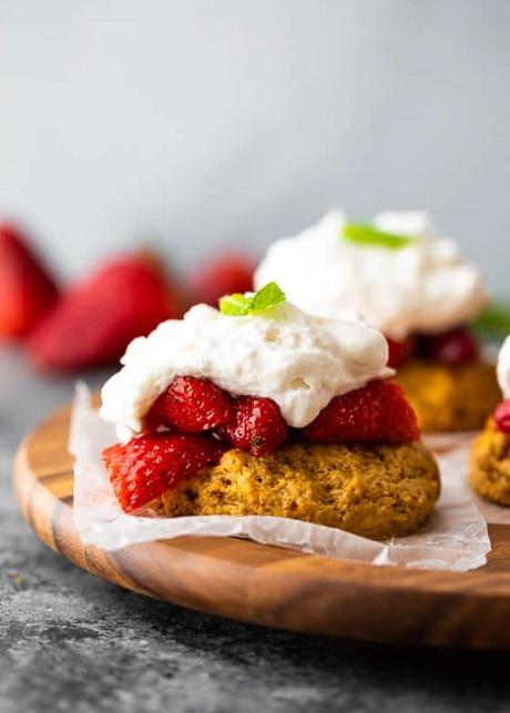 Lightened Up Strawberry Shortcake a closeup shot of strawberry shortcake with whipped cream