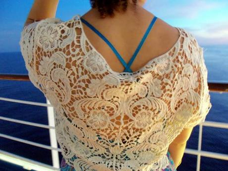 Scarf dress and lace top, while Leaving Puerto Vallarta