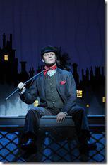 Nicolas Dromard as ‘Bert’ performs “Chim Chim Cher-ee” as part of the National Tour Company of MARY POPPINS.  ©Disney/CML.  Photo credit: Joan Marcus.