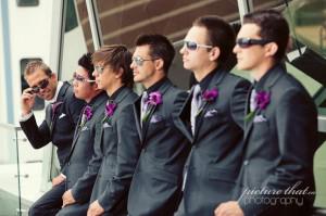 Purple Groomsmen flowers