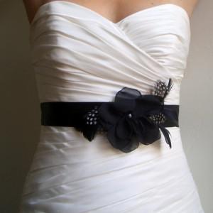 Vintage Black Bridal Sash