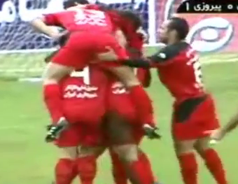 Iranian footballers banned for ‘immoral’ butt squeeze goal celebration