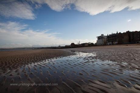 Porty beach Landscape photo - reflections on the beach at Portobello, edinburgh, Scotland