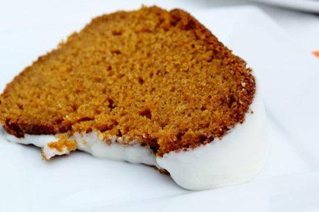 Food: Spiced Pumpkin Bread with Ginger Glaze.