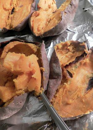 Sweet Potato Pie - scoop out potatoes
