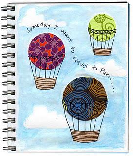 Hot Air Balloon Art Journal Page