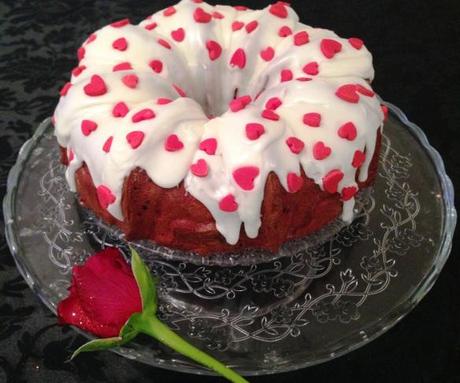red velvet bundt love cake and rose hidden heart design valentines day gift ideas