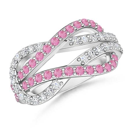 Pink Sapphire and Diamond Love Knot Ring