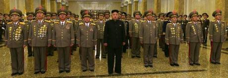 Kim Jong Un visits Ku'msusan on 16 February 2014.  Also in attendance are: Maj. Gen. Ryom Chol Song (1), Lt. Gen. Kim Su Gil (2), Col. Gen. Jang Jong Nam (3), VMar Choe Ryong Hae (4), Gen. Ri Yong Gil (5), Col. Gen. Pyon In Son (6), Col. Gen. So Hong Chang (7), Col. Gen. Jo Kyong Chol (8) (Photo: Rodong Sinmun).