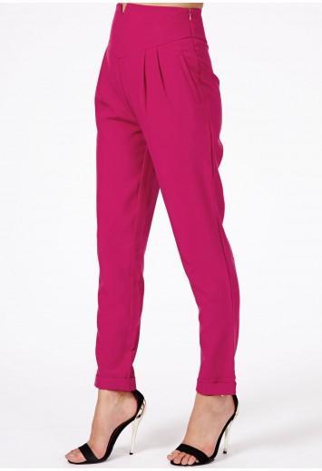 MISSGUIDED Marilyn Cigarette Trousers In Fuchsia