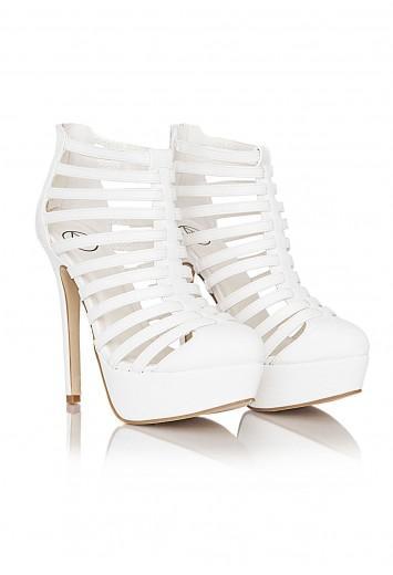 MISSGUIDED Chitra Faux Leather Strappy Platform Heels In White