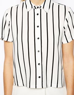 ASOS Blouse in Stripe Print Monochrome