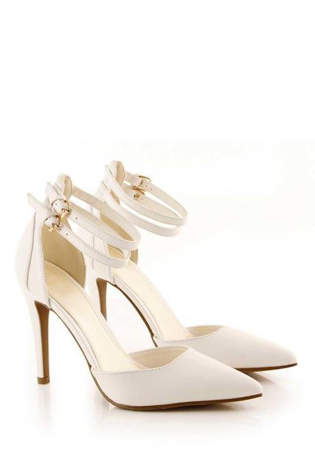 FASHION UNION Velva White Stiletto Ankle Strap Shoe