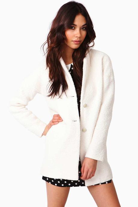 FASHION UNION Roslyn Wool Boyfriend Coat in Cream